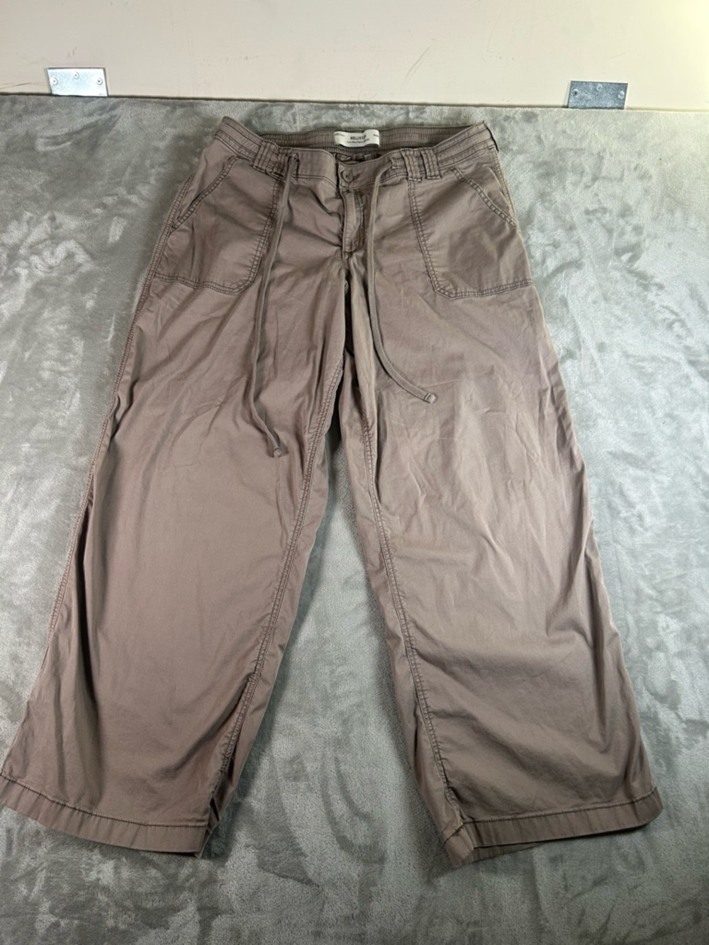 Hollister Casual Drawstring Wide-Leg Pants - Taupe